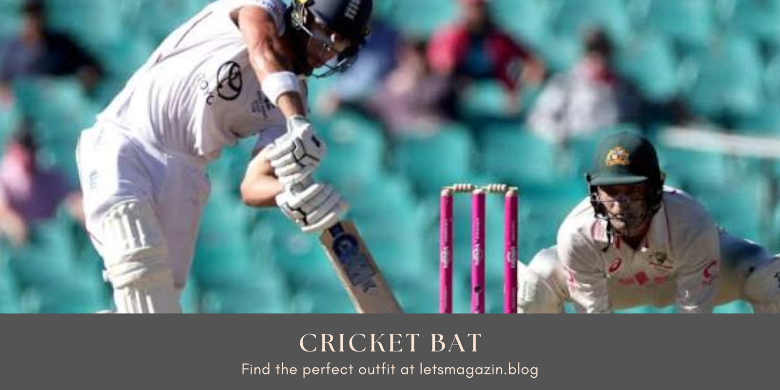 Professional cricket bat placed on a cricket pitch ready for batting during a competitive match.