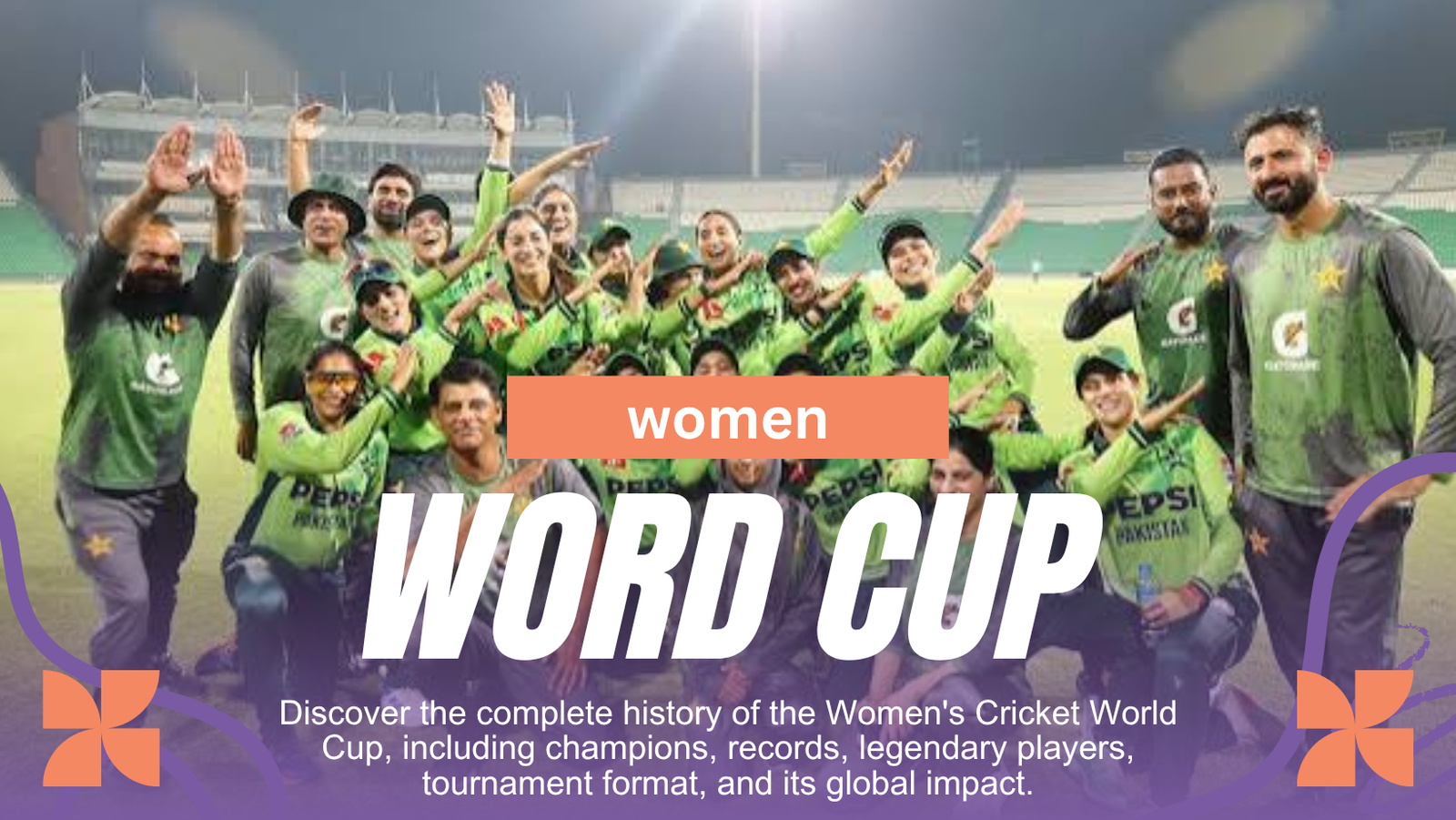 Women's Cricket World Cup trophy with international women's cricket players competing in a championship match.